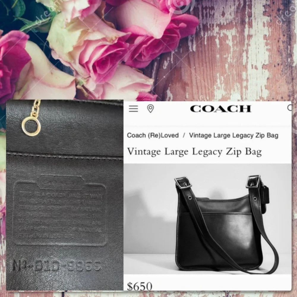 VINTAGE COACH LEGACY ZIP BLACK CROSSBODY BAG 9966